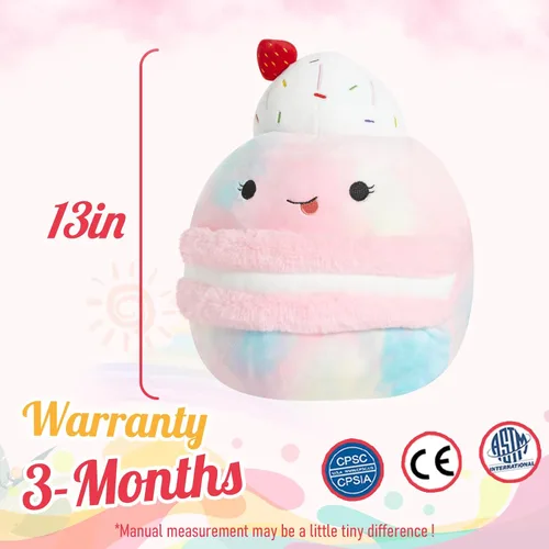Vista 4 de Almohada de peluche para niños y niñas, 12 Plush Stuffed Gift Pillow Animals for Kids Boys Girls 12 Macaron Original Plushie Cupcake Pink Ice