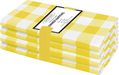 Vista 18 de Cotton Clinic Servilletas de tela 100% algodón, grandes, 20 x 20 pulgadas, juego de 4 servilletas de mesa a cuadros a cuadros – Servilletas de mesa