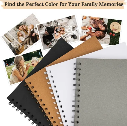 Vista 7 de Álbum de recortes de 7 x 7 pulgadas, álbum de recortes DIY de tapa dura de papel kraft, álbumes de fotos, 40 páginas, perfecto para fotos de 4 x 6
