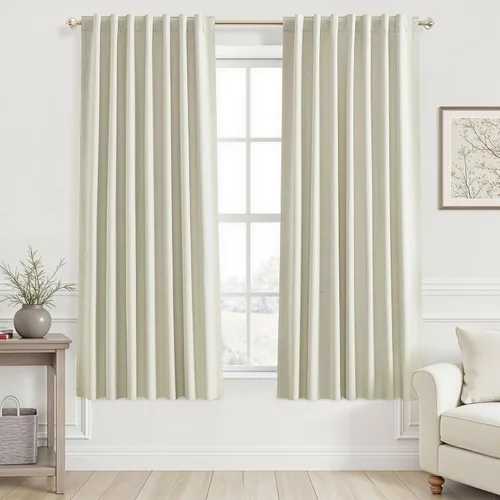 Vista 58 de UHITECH Cortinas opacas de 35 pulgadas de largo para sala de estar, 2 paneles, cortina opaca corta para cocina para ventanas pequeñas, cortinas