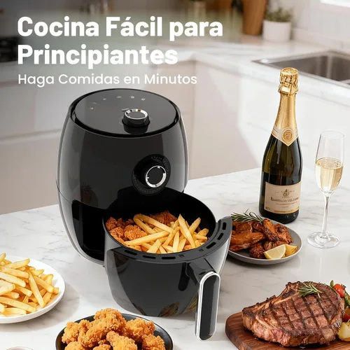 Vista 5 de Freidora de aire compacta pequeña, 2.1 cuartos de galón, 4 en 1 pequeña mini freidora de aire compacta, hornear, asar, recalentar, 98% menos