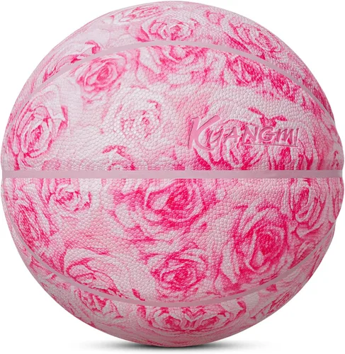 Vista 15 de Kuangmi Serie Rosa Balón de Baloncesto, Diseño Premium Estampado para Rendimiento Callejero, Tamaño Oficial para Hombres 7 de 29.5 Pulgadas