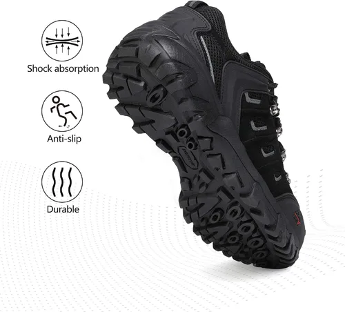 Vista 5 de NORTIV 8 Zapatos de senderismo impermeables para hombre zapatos de senderismo de cuero para exteriores senderismo camping caminata