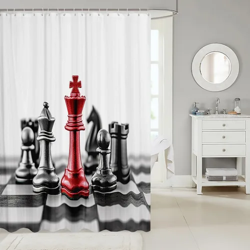 Vista 64 de Feelyou Cortina de ducha con diseño de gato para decoración de baño, bonita cortina de baño para puestos de bañeras, accesorios de baño divertidos