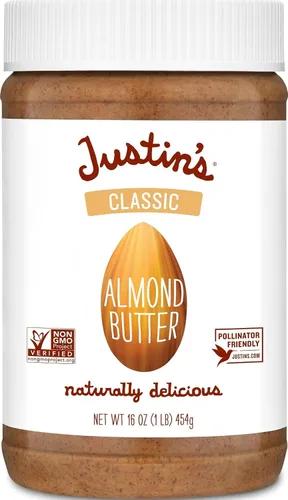 Vista 8 de Justin's Mantequilla de almendras y canela, sin revuelta, sin gluten, sin OMG, de origen responsable, tarro de 16 onzas (paquete de 6)