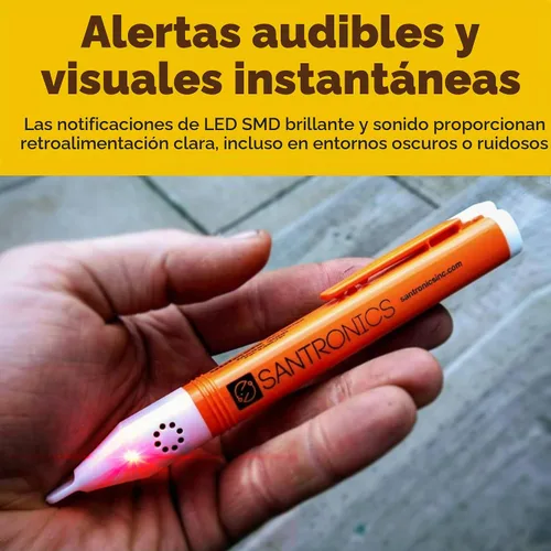 Vista 5 de Probador de voltaje sin contacto 3000, detector de voltaje de CA siempre encendido 50-1000VAC, comprobador eléctrico certificado CAT IV, fabricado