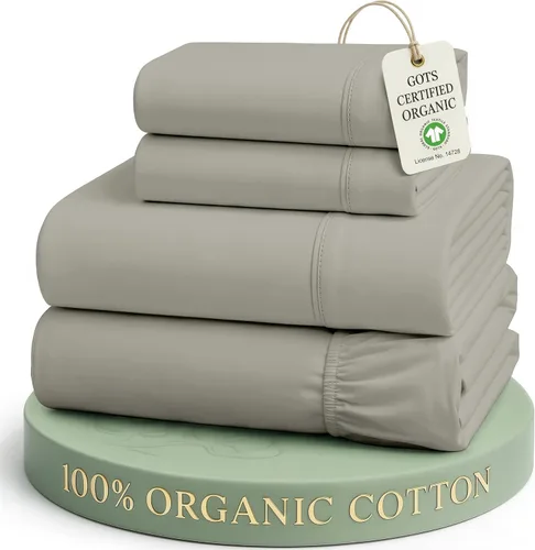 Vista 54 de LANE LINEN - Juego de 2 sábanas de fibras largas 100 % algodón orgánico, percal de fibras largas, ultrasuave y transpirable, para colchones de hasta