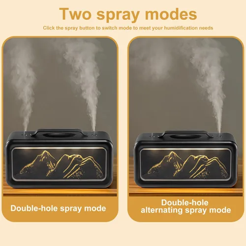 Vista 2 de Humidificador de doble pulverización, 20.3 fl oz, pequeño humidificador silencioso de niebla fría para plantas, dormitorio, oficina, hogar