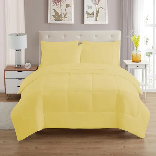 Vista 20 de Sweet Home Collection Juego de edredón de 7 piezas de color sólido para todas las estaciones, manta alternativa de plumón suave y lujosas sábanas