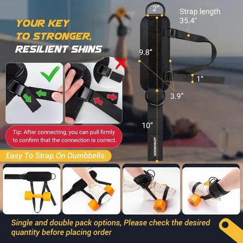 Vista 2 de nooncrazy Ankle Straps for Dumbbell and Cable Machine, Dumbbell Foot Attachment with Longer Stronger Nylon Strap, Tibialis Trainer, Leg Extensions