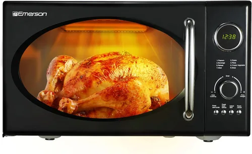 Vista 11 de Emerson MWRG0901RD - Microondas retro de 0.9 pies cúbicos con función de parrilla de 1,000W, potencia de cocción de 800W, pantalla LED, 5 niveles