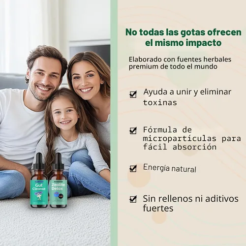Vista 3 de Kit completo - Apoyo intestinal y hepático con gotas de desintoxicación de zeolita para refuerzo inmunológico, energía y bienestar familiar