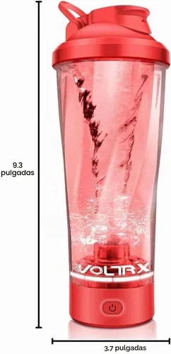Vista 6 de VOLTRX Botella Batidora Eléctrica Premium de Proteínas, Hecha con Tritan - Libre de BPA - Vaso Batidor Portátil Vortex de 24 oz/Vasos Batidores Rojo