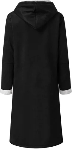 Vista 5 de Ceboyel Abrigos largos de invierno para mujer, chaquetas de gran tamaño con capucha, forro polar grueso, abrigo cálido, ropa de moda
