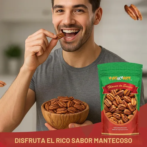 Vista 7 de Dos libras de nueces pecanas crudas, enteras, sin cáscara, crudas, naturales, sin conservantes añadidos, sin OMG, sin PPO, 100% natural We Got Nuts