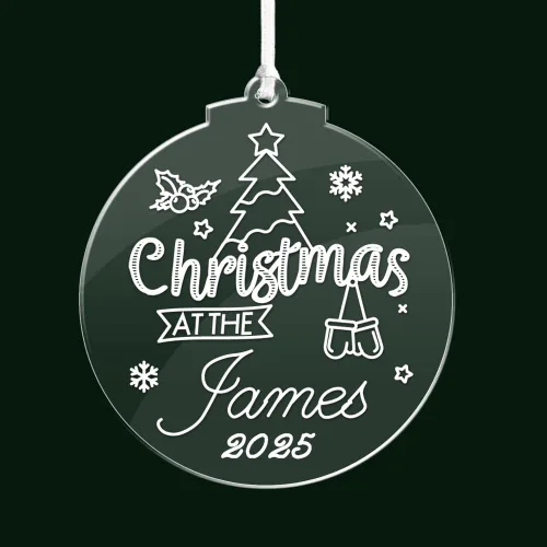Vista 3 de Decoraciones de Navidad personalizadas grabadas para árbol de Navidad, adornos acrílicos, regalo de Papá Noel para la familia, bebé, hogar, niñas
