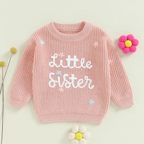 Vista 43 de VISGOGO Suéter a juego para hermanitas grandes y pequeñas, ropa de una sola pieza