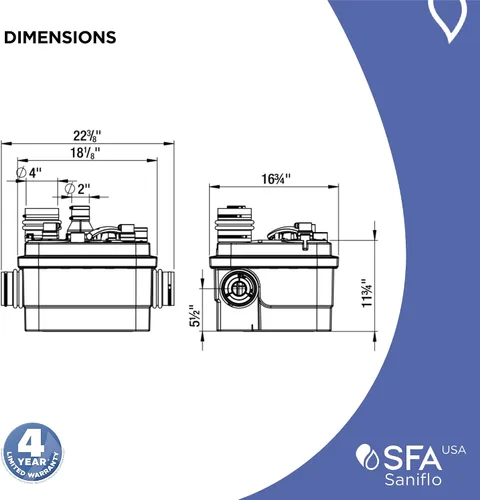 Vista 6 de SANIFLO Sanicubic 1 Grinder System - 120v - Residencial y Comercial