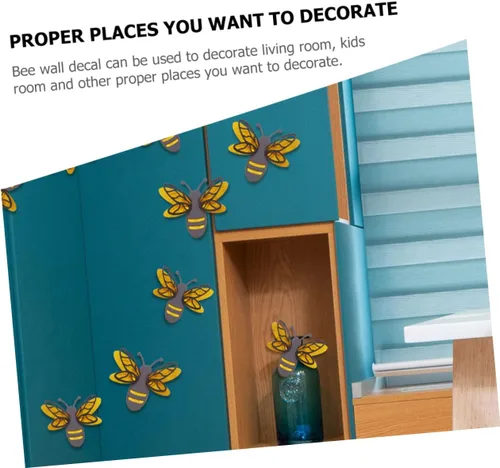 Vista 8 de SHOWERORO Calcomanías de pared de abeja, 3 calcomanías de pared para niños y niñas, calcomanías decorativas