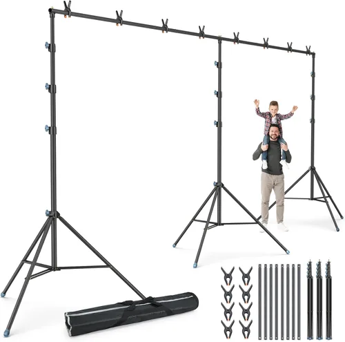 Vista 11 de LINCO Soporte de fondo para fiestas, 9 x 20 pies, kit de fondo de estudio de video resistente 4166 para bodas, fiestas, sesión de fotos