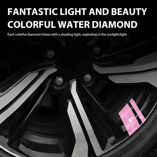 Vista 6 de UGSHY 4 PCS calcomanías brillantes para llantas de automóvil, calcomanías decorativas personalizadas de 2.4" x 1.2" con líneas brillantes