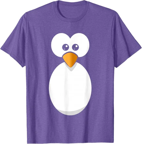 Vista 6 de Camiseta divertida con diseño de cara de pingüino o disfraz fácil, color negro, talla S