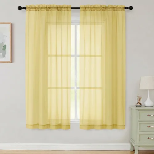 Vista 35 de 2 paneles de cortinas traslúcidas blancas para dormitorio, sala de estar, 96 pulgadas de largo, modernas, suaves, ligeras, con bolsillo para barra