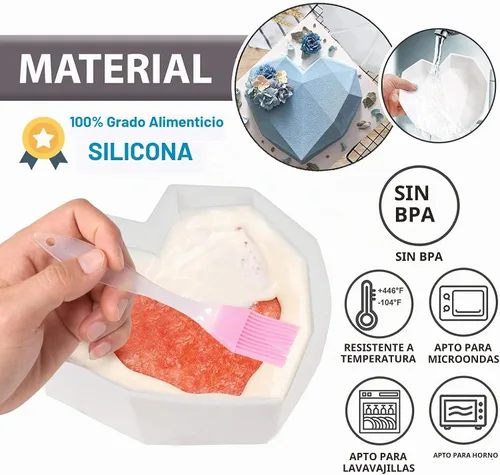 Vista 9 de 10 moldes de silicona con forma de corazón de San Valentín, gran molde de corazón rompible para chocolate con martillo, 8 moldes de silicona