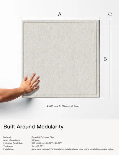 Vista 4 de Sound Absorbing Panels, Acoustic Wall Panels, Sound Dampening, 6 Pack Hollow Frame