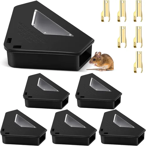 Vista 9 de Qualirey 6 unidades de estación de cebo para mouse mejorada con llave y ventana visible para interiores, estaciones de mouse requeridas, trampas