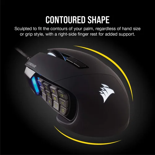 Vista 5 de Corsair Scimitar RGB Elite, MOBAMMO Mouse para juegos, negro, LED RGB retroiluminado, 18000 DPI, óptico