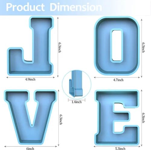 Vista 6 de Molde de resina, moldes de silicona 3D de letra grande LOVE para fundición de resina epoxi, moldes del alfabeto de silicona para resina para arte