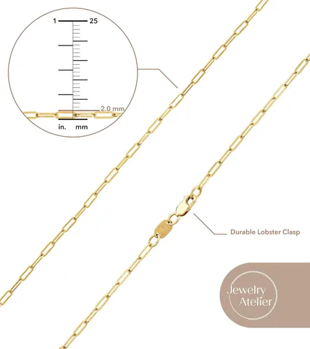 Vista 5 de Jewelry Atelier Colección de collares de cadena de oro Collares de cadena de eslabones con clip de papel de oro amarillo macizo de 14 quilates
