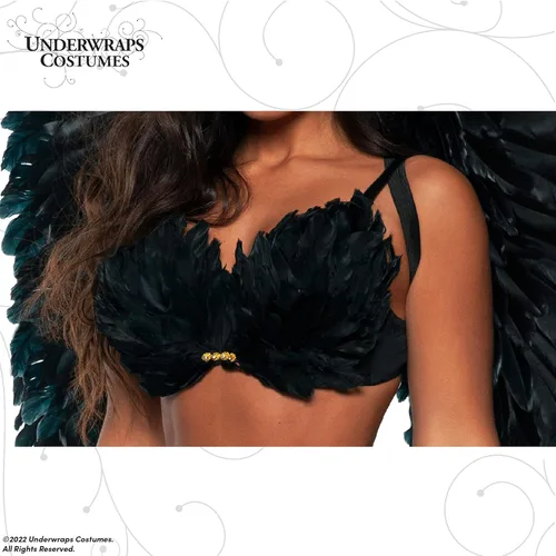 Vista 4 de UNDERWRAPS Conjunto blanco de minifalda de plumas - Disfraz de ángel para adultos de Halloween