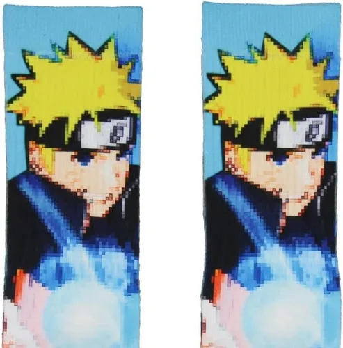 Vista 3 de Calcetines sublimados de Naruto Part II Shippuden Pixel Character All Over, Multi colorido