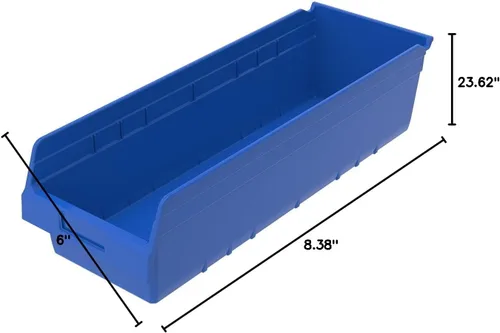 Vista 8 de Akro-Mils 30084 ShelfMax - Caja de almacenamiento de plástico, 24 x 8 x 6 pulgadas, color azul (paquete de 6) (30084BLUE)