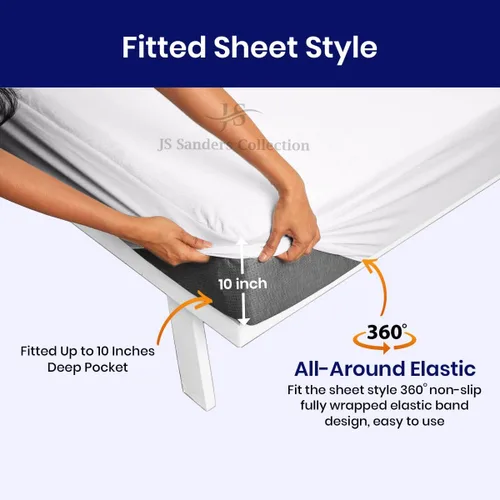 Vista 4 de Protector de colchón XL V Berth, estilo ajustado, algodón de rizo ultra suave, 100% impermeable, protector de colchón XL V, ultra suave