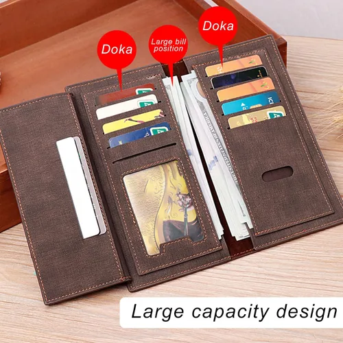 Vista 4 de FuninCrea Billeteras para hombre, de piel sintética, práctica cartera con bolsillo para monedas, cartera multifuncional para tarjetas, dinero