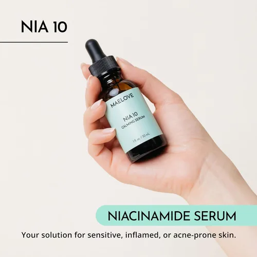 Vista 2 de MAELOVE NIA 10 - Suero de niacinamida, suero facial calmante para fortalecer la barrera de la piel, hidratación y refinamiento de poros, adecuado