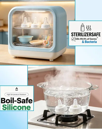 Vista 7 de Boquillas de repuesto compatibles con biberones Similac y Enfamil listos para alimentar, pezones de silicona suave, flujo lento, reutilizables, sin