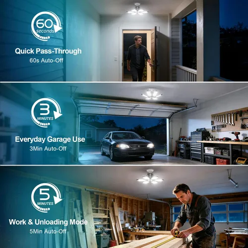 Vista 4 de TANBABY Luces de garaje con sensor de movimiento de 260 W, 30000 lm luces de tienda con control remoto 3 modos (encendido/apagado/automático)
