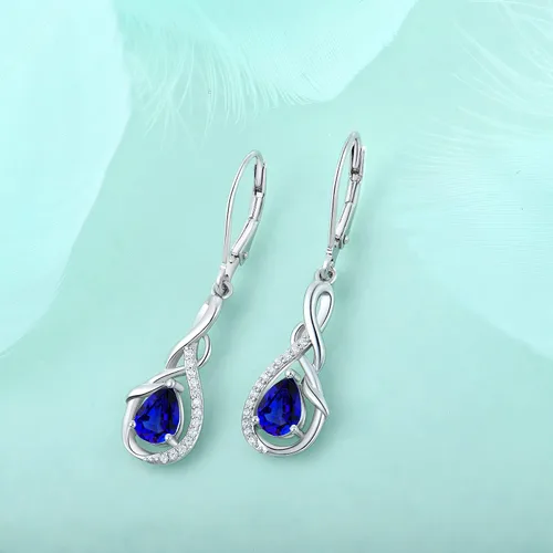 Vista 4 de Starchenie Aretes colgantes de plata de ley con cierre de palanca de infinito, joyas trenzadas