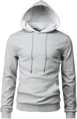 Vista 30 de H2H Sudadera con Capucha Tipo Pullover para Hombre, Ligera, de Manga Larga, con Bolsillo Canguro, Ajuste Ceñido, Básica, Casual, Suéter