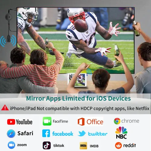 Vista 10 de Adaptador Dongle de Visualización HDMI Inalámbrico 4K 1080P, Transmisión WiFi de Películas, Receptor para i-Phone, i-Pad, iOS, Android, Tablet, Negro