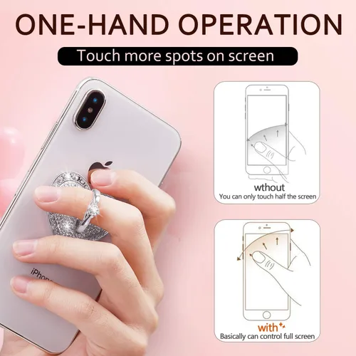Vista 10 de Soporte de anillo de teléfono con forma de corazón, diamantes de imitación