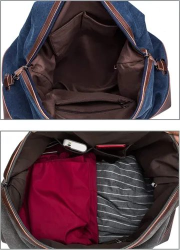 Vista 6 de Bolsa de viaje con lona duradera y piel sintética no es fácil de rasgar y romper adecuada para viajes de negocios turismo camping y actividades al