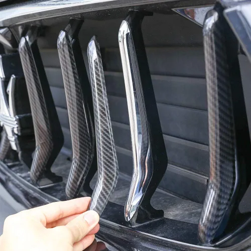 Vista 2 de Fibra de carbono parrilla delantera parachoques Trim tiras para Maserati Levante 2016 piezas de coche 8 unids/set