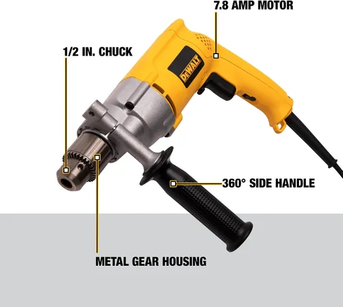 Vista 3 de DEWALT Taladro con cable, 7.8 amperios, 1/2 pulgada (DW245)