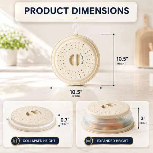 Vista 4 de s Cubierta para salpicaduras de microondas, cubierta de microondas para alimentos, tapa protectora de salpicaduras de microondas con asa, cubierta