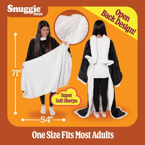 Vista 5 de Snuggie Manta original con mangas y bolsillos, acogedora manta de gran tamaño para hombres y mujeres adultos, talla única, 71x54